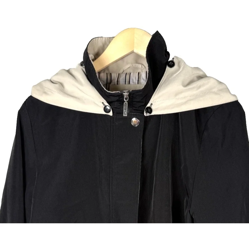 Braetan Women's Black Vintage Trench Windbreaker Jacket Size Large Petite Vented